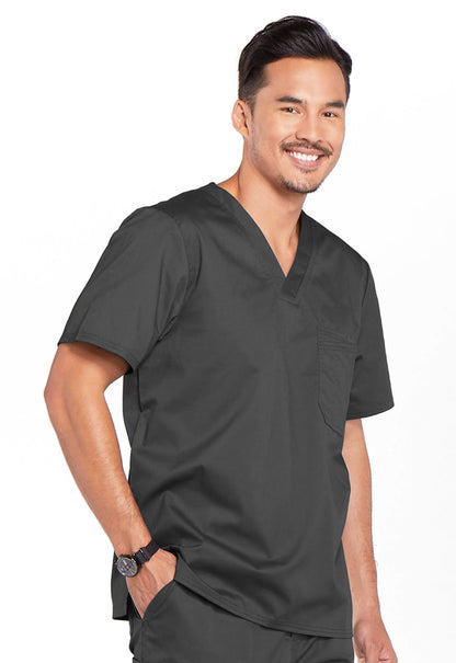 Core Stretch 4743 Men's Tuckable V-Neck Top Pewter Model Image Left Side | Cherokee Workwear