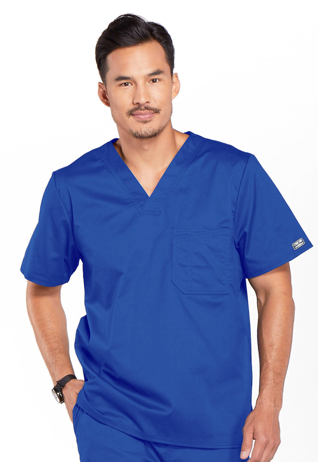 Core Stretch 4743 Men's Tuckable V-Neck Top Royal Model Image Front | Cherokee Workwear