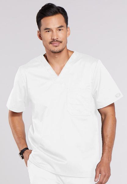 Core Stretch 4743 Men's Tuckable V-Neck Top White Model Image Front | Cherokee Workwear