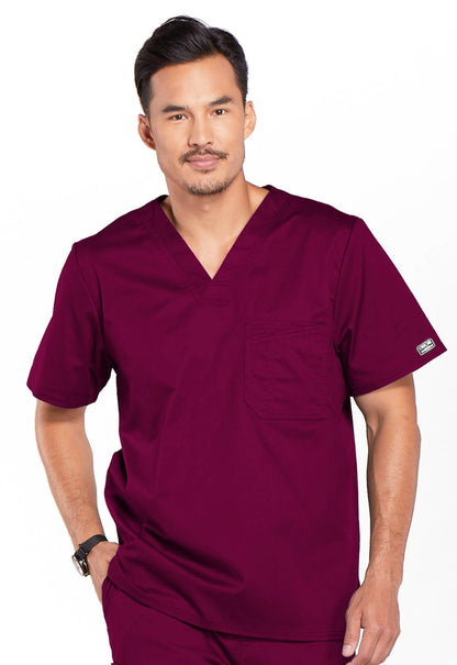 Core Stretch 4743 Men's Tuckable V-Neck Top Wine Model Image Front | Cherokee Workwear