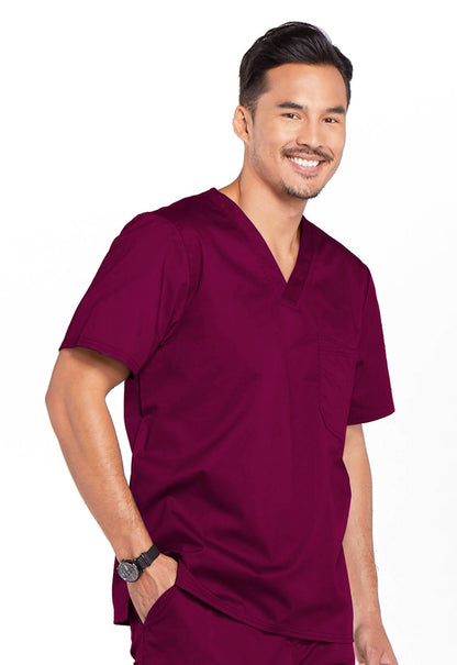 Core Stretch 4743 Men's Tuckable V-Neck Top Wine Model Image Left Side | Cherokee Workwear