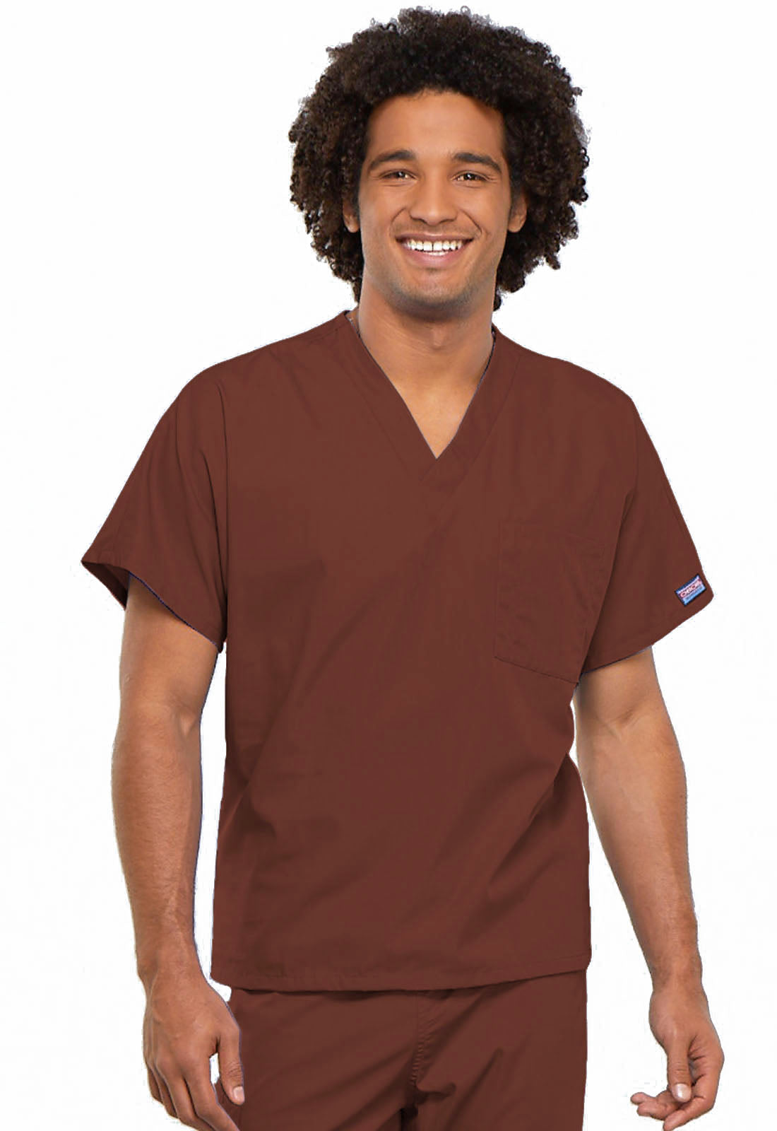 Originals 4777 Unisex V-Neck Tunic Chocolate Model Image Front | Cherokee Workwear