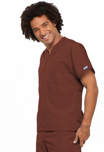 Originals 4777 Unisex V-Neck Tunic Chocolate Model Image Right Side | Cherokee Workwear