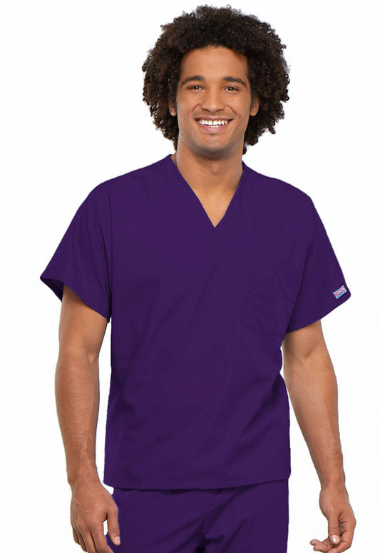 Originals 4777 Unisex V-Neck Tunic Eggplant Model Image Front | Cherokee Workwear