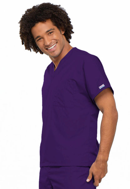 Originals 4777 Unisex V-Neck Tunic Eggplant Model Image Right Side | Cherokee Workwear