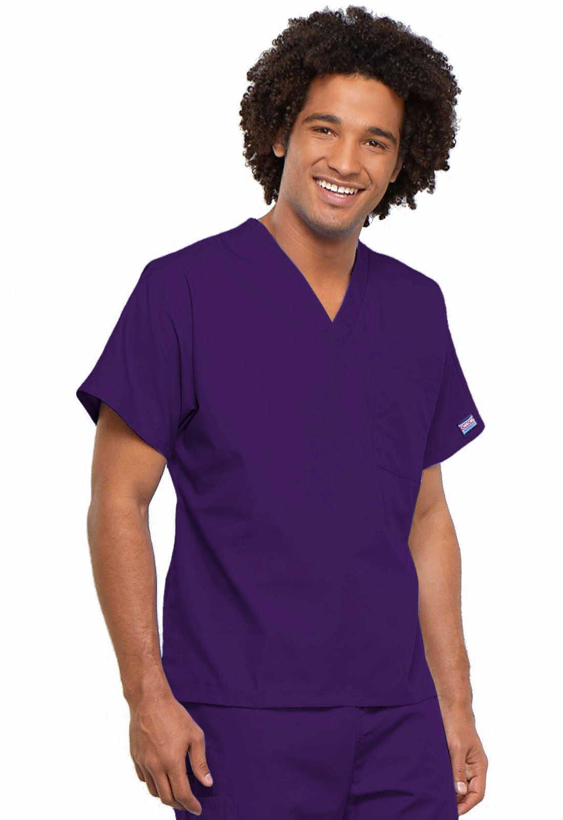 Originals 4777 Unisex V-Neck Tunic Eggplant Model Image Left Side | Cherokee Workwear