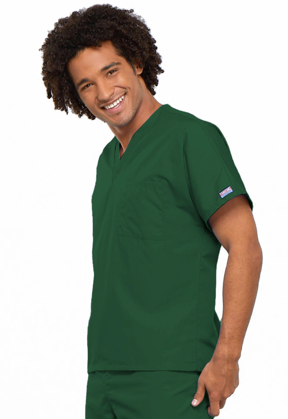 Originals 4777 Unisex V-Neck Tunic Hunter Green Model Image Right Side | Cherokee Workwear