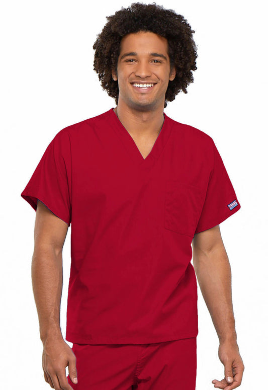 Originals 4777 Unisex V-Neck Tunic Red Model Image Front | Cherokee Workwear