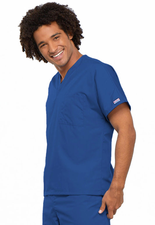 Originals 4777 Unisex V-Neck Tunic Royal Model Image Right Side | Cherokee Workwear