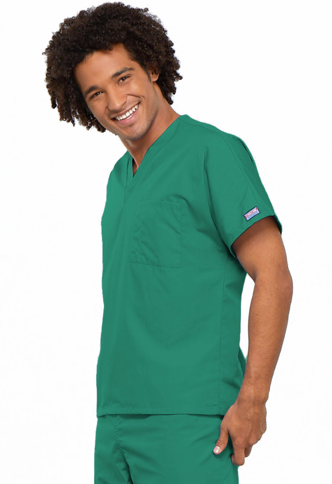 Originals 4777 Unisex V-Neck Tunic Surgical Green Model Image Right Side | Cherokee Workwear