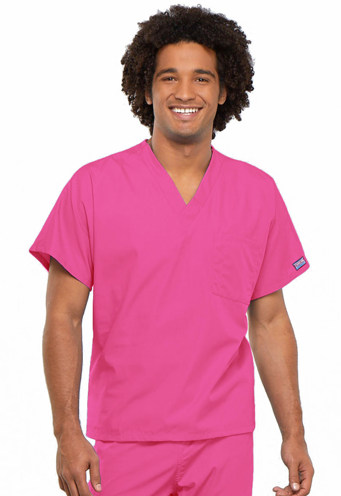 Originals 4777 Unisex V-Neck Tunic Shocking Pink Model Image Front | Cherokee Workwear