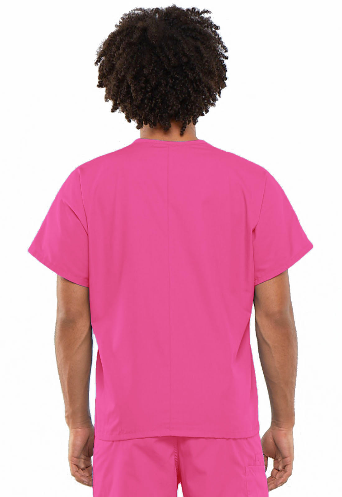 Originals 4777 Unisex V-Neck Tunic Shocking Pink Model Image Back | Cherokee Workwear