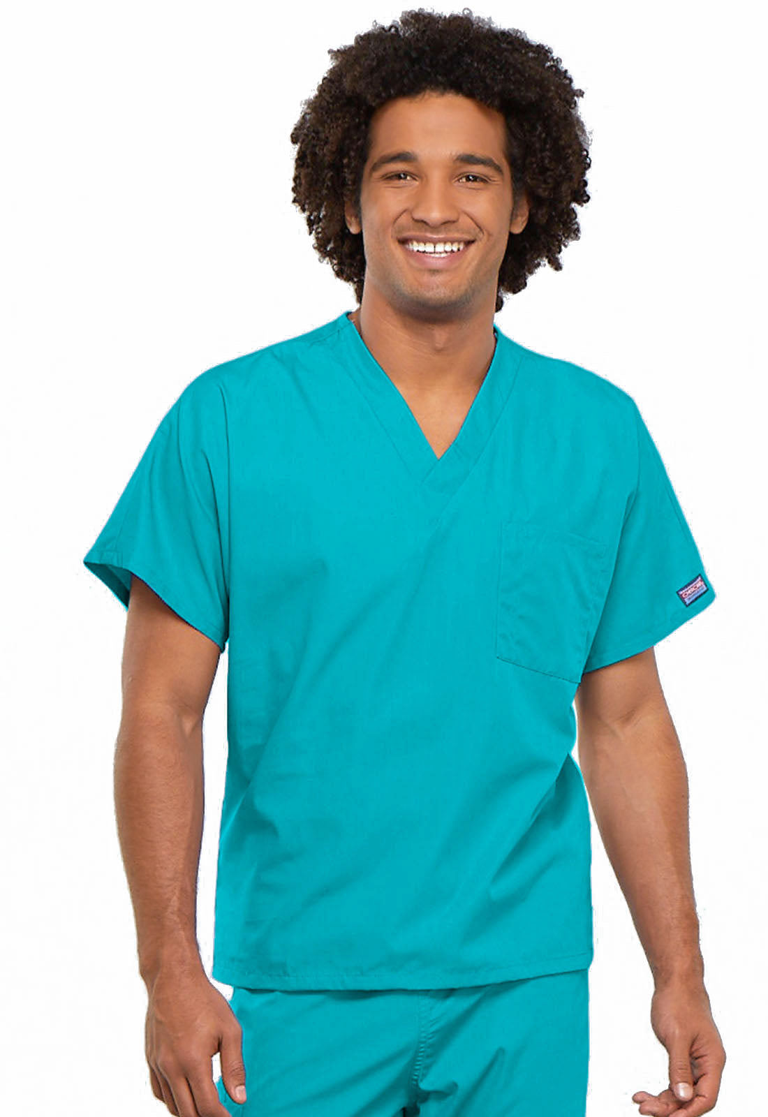 Originals 4777 Unisex V-Neck Tunic Turquoise Model Image Front | Cherokee Workwear