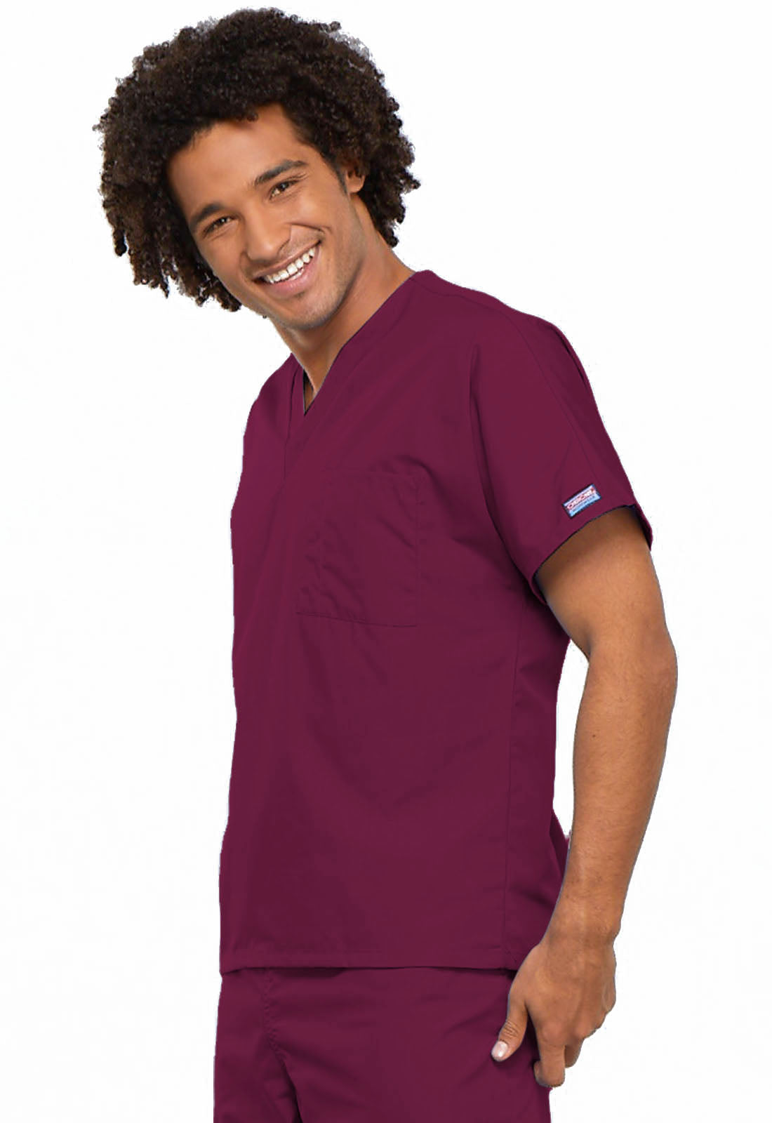 Originals 4777 Unisex V-Neck Tunic Wine Model Image Right Side | Cherokee Workwear