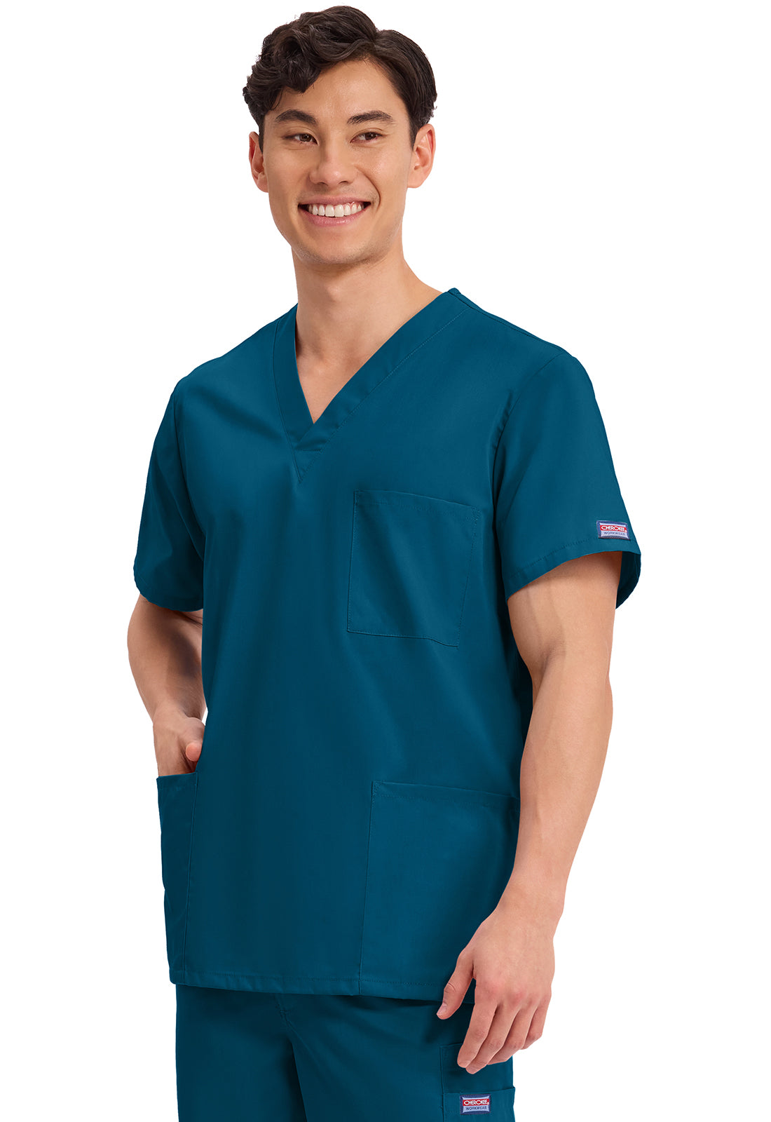 Workwear Originals 4876 Unisex Unisex V-Neck Scrub Top Caribbean Blue