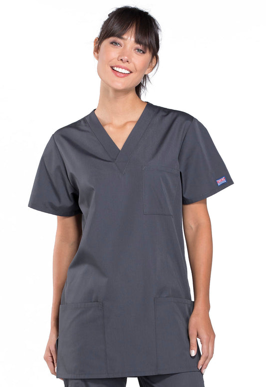 Workwear Originals 4876 Unisex Unisex V-Neck Scrub Top Pewter