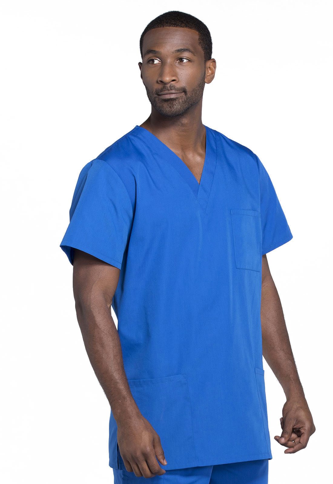 Originals 4876 Unisex V-Neck Top Royal Model Image Left Side | Cherokee Workwear