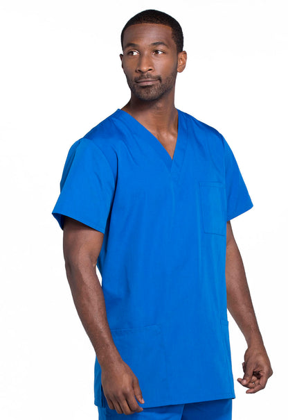 Originals 4876 Unisex V-Neck Top Royal Model Image Left Side | Cherokee Workwear