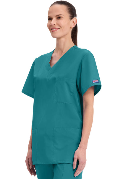Workwear Originals 4876 Unisex Unisex V-Neck Scrub Top Teal Blue
