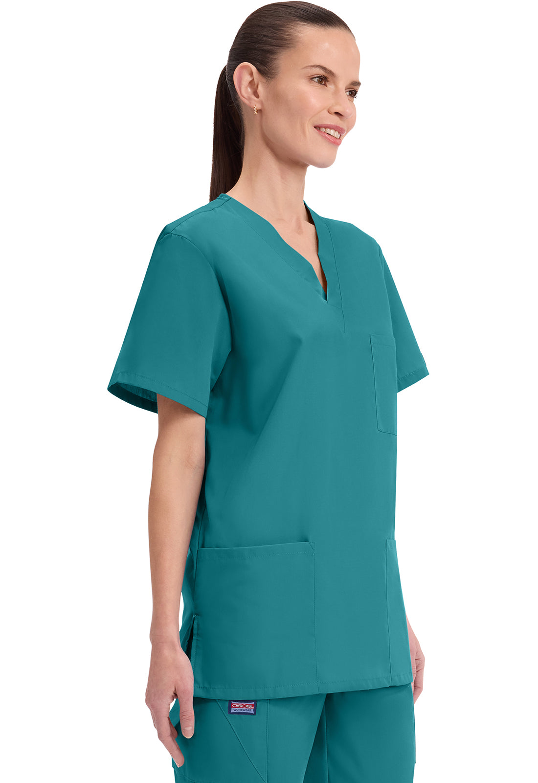 Workwear Originals 4876 Unisex Unisex V-Neck Scrub Top Teal Blue