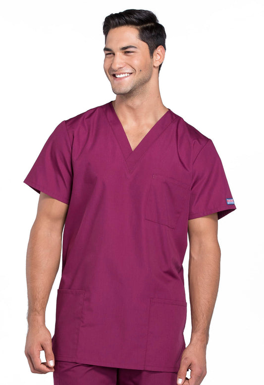 Originals 4876 Unisex V-Neck Top Wine Model Image Front | Cherokee Workwear