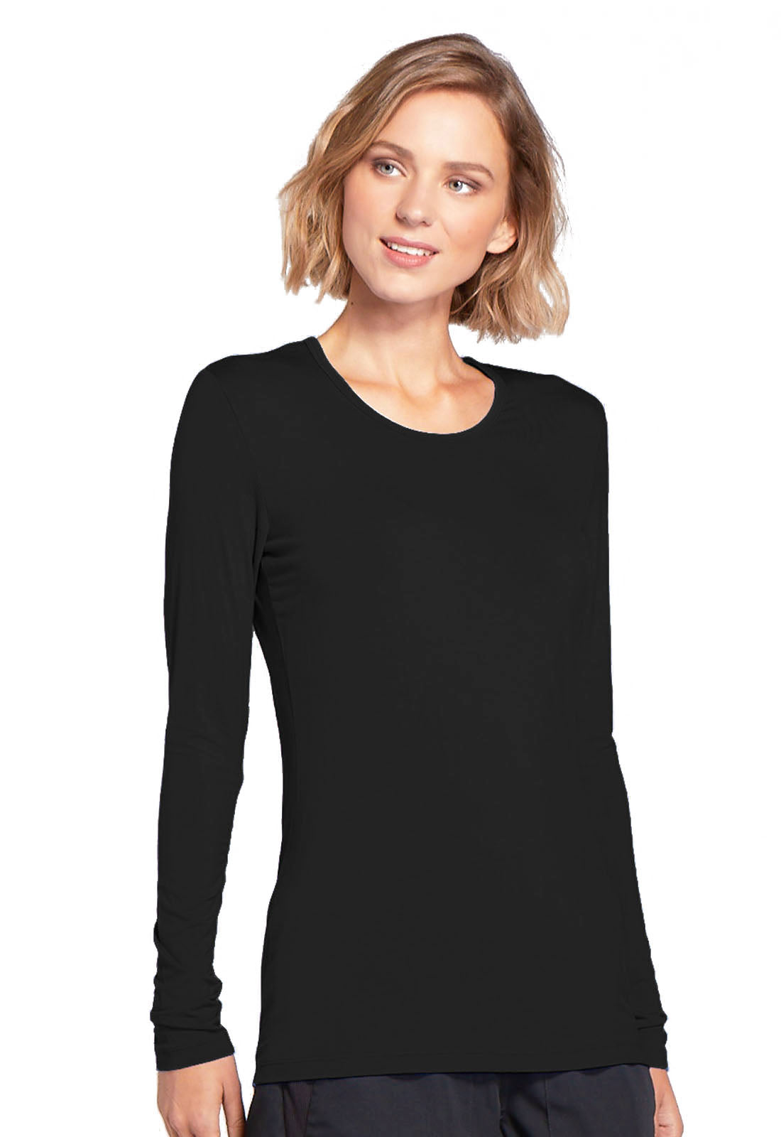 Originals 4881 Long Sleeve Underscrub Knit Tee Black Model Image Left Side | Cherokee Workwear