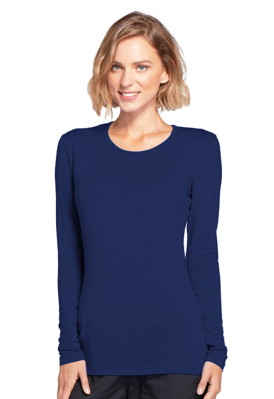 Originals 4881 Long Sleeve Underscrub Knit Tee Navy Model Image Front | Cherokee Workwear