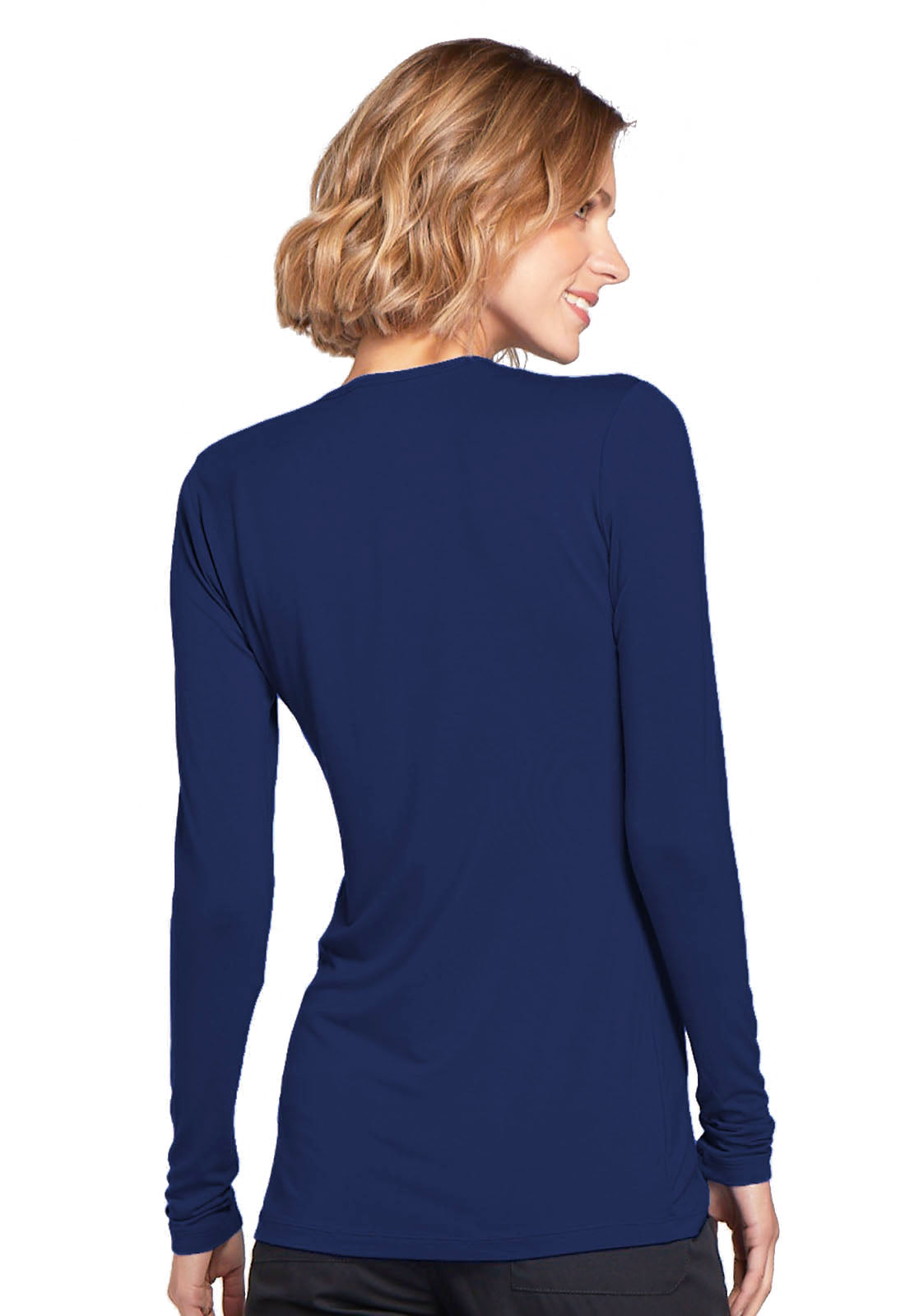 Originals 4881 Long Sleeve Underscrub Knit Tee Navy Model Image Back | Cherokee Workwear