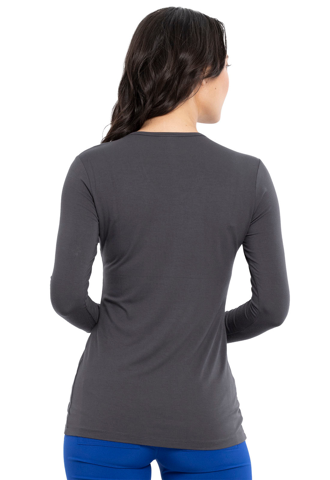 Originals 4881 Long Sleeve Underscrub Knit Tee Pewter Model Image Back | Cherokee Workwear