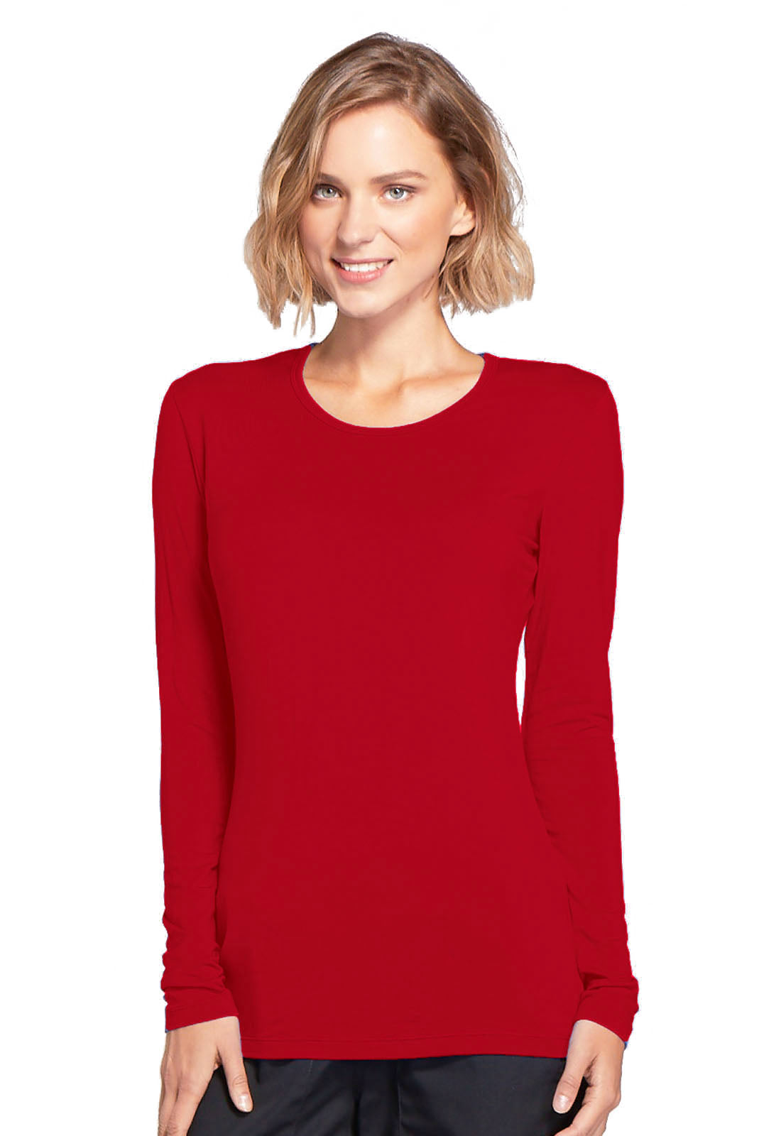 Originals 4881 Long Sleeve Underscrub Knit Tee Red Model Image Front | Cherokee Workwear