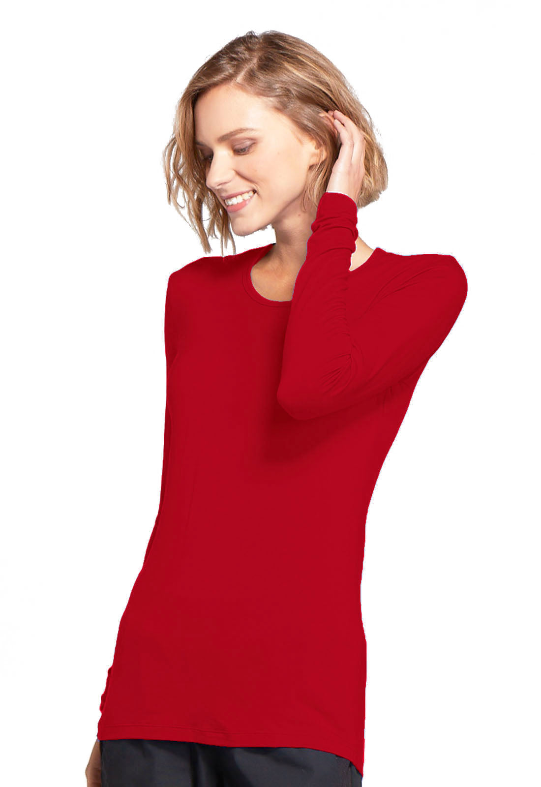 Originals 4881 Long Sleeve Underscrub Knit Tee Red Model Image Right Side | Cherokee Workwear