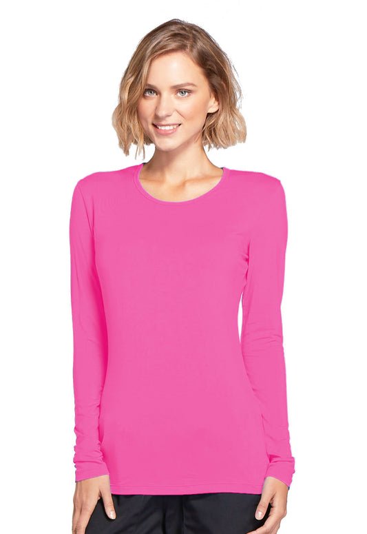 Originals 4881 Long Sleeve Underscrub Knit Tee Shocking Pink Model Image Front | Cherokee Workwear