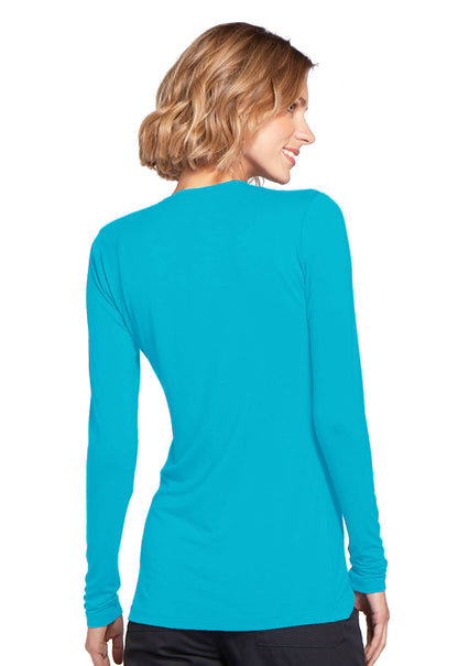 Originals 4881 Long Sleeve Underscrub Knit Tee Turquoise Model Image Back | Cherokee Workwear