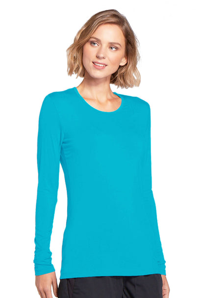 Originals 4881 Long Sleeve Underscrub Knit Tee Turquoise Model Image Left Side | Cherokee Workwear