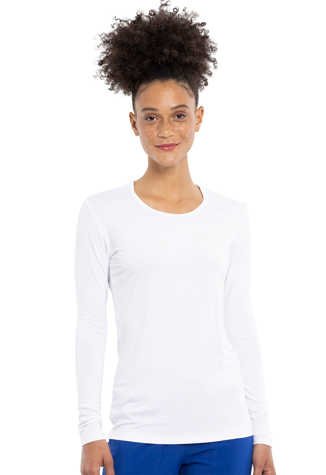 Originals 4881 Long Sleeve Underscrub Knit Tee White Model Image Front | Cherokee Workwear