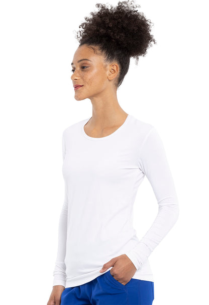 Originals 4881 Long Sleeve Underscrub Knit Tee White Model Image Right Side | Cherokee Workwear