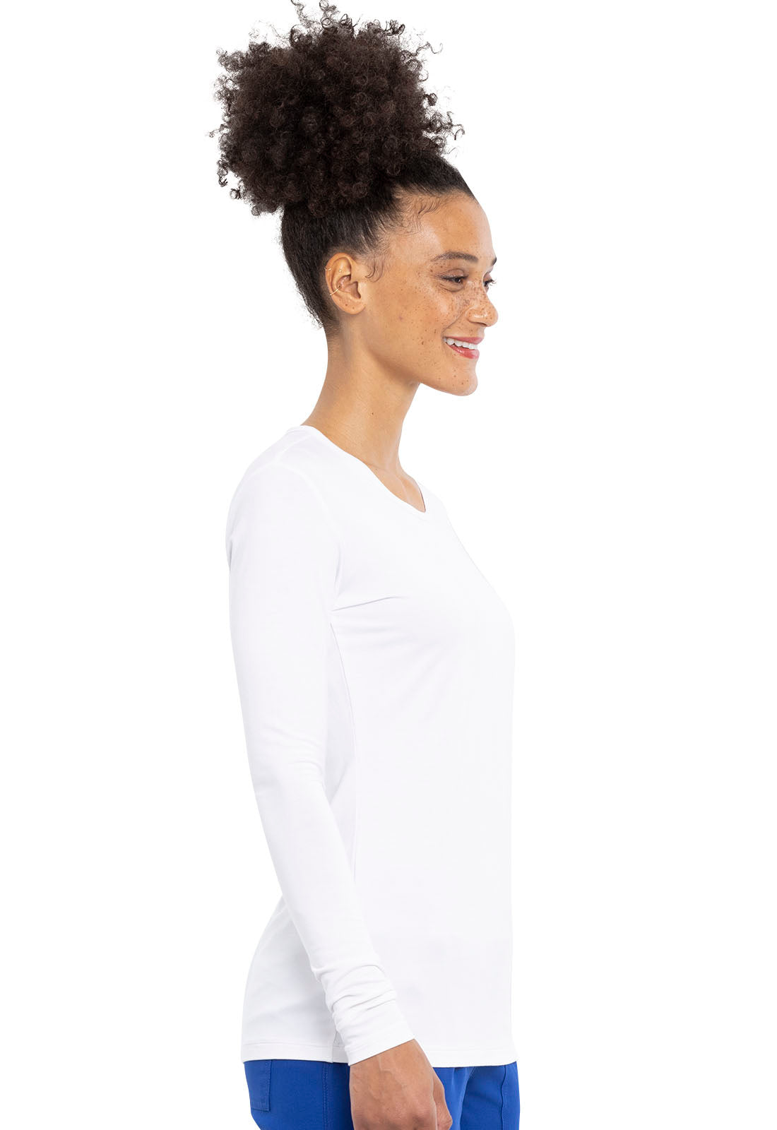 Originals 4881 Long Sleeve Underscrub Knit Tee White Model Image Left Side | Cherokee Workwear