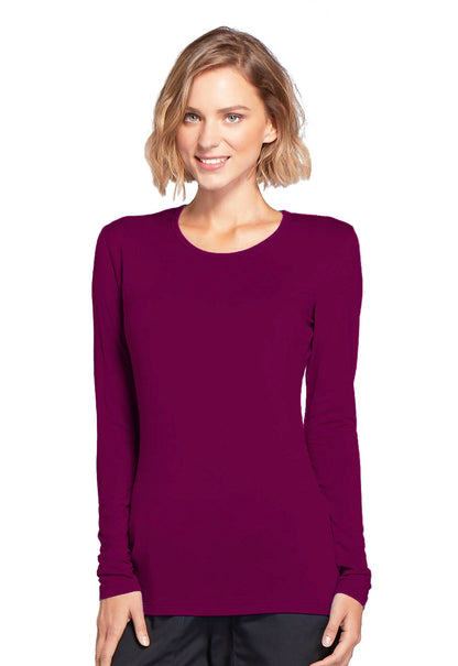 Originals 4881 Long Sleeve Underscrub Knit Tee Wine Model Image Front | Cherokee Workwear