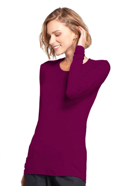 Originals 4881 Long Sleeve Underscrub Knit Tee Wine Model Image Right Side | Cherokee Workwear