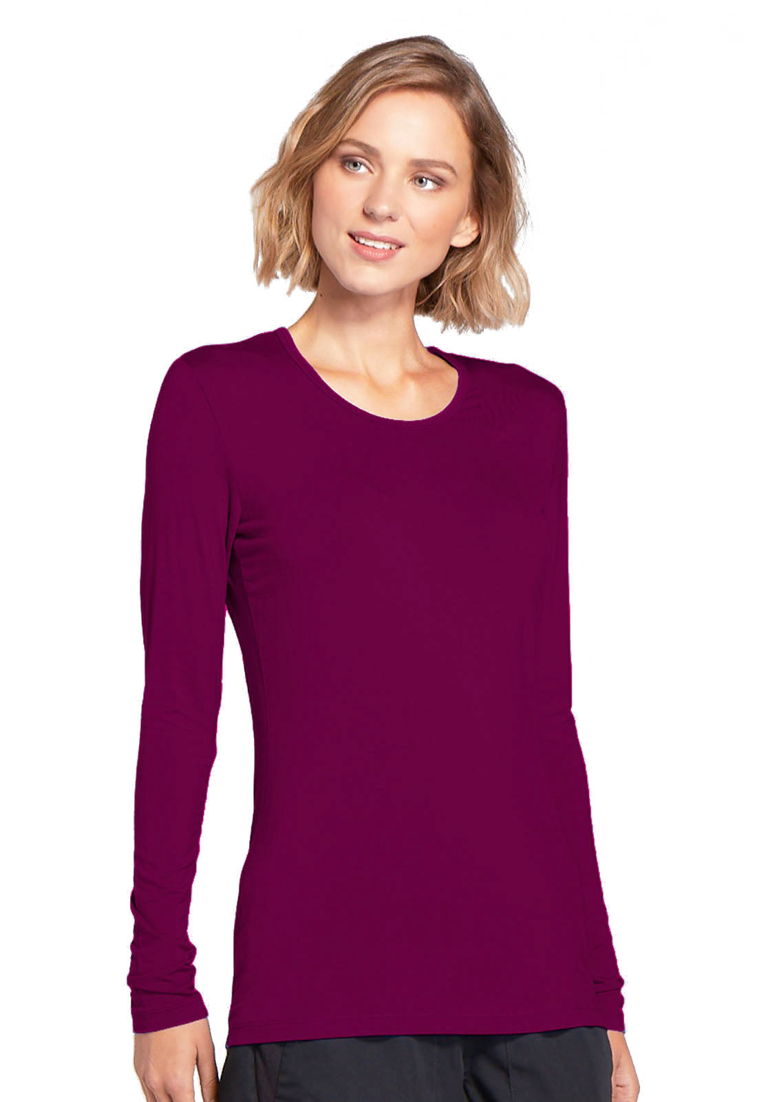 Originals 4881 Long Sleeve Underscrub Knit Tee Wine Model Image Left Side | Cherokee Workwear