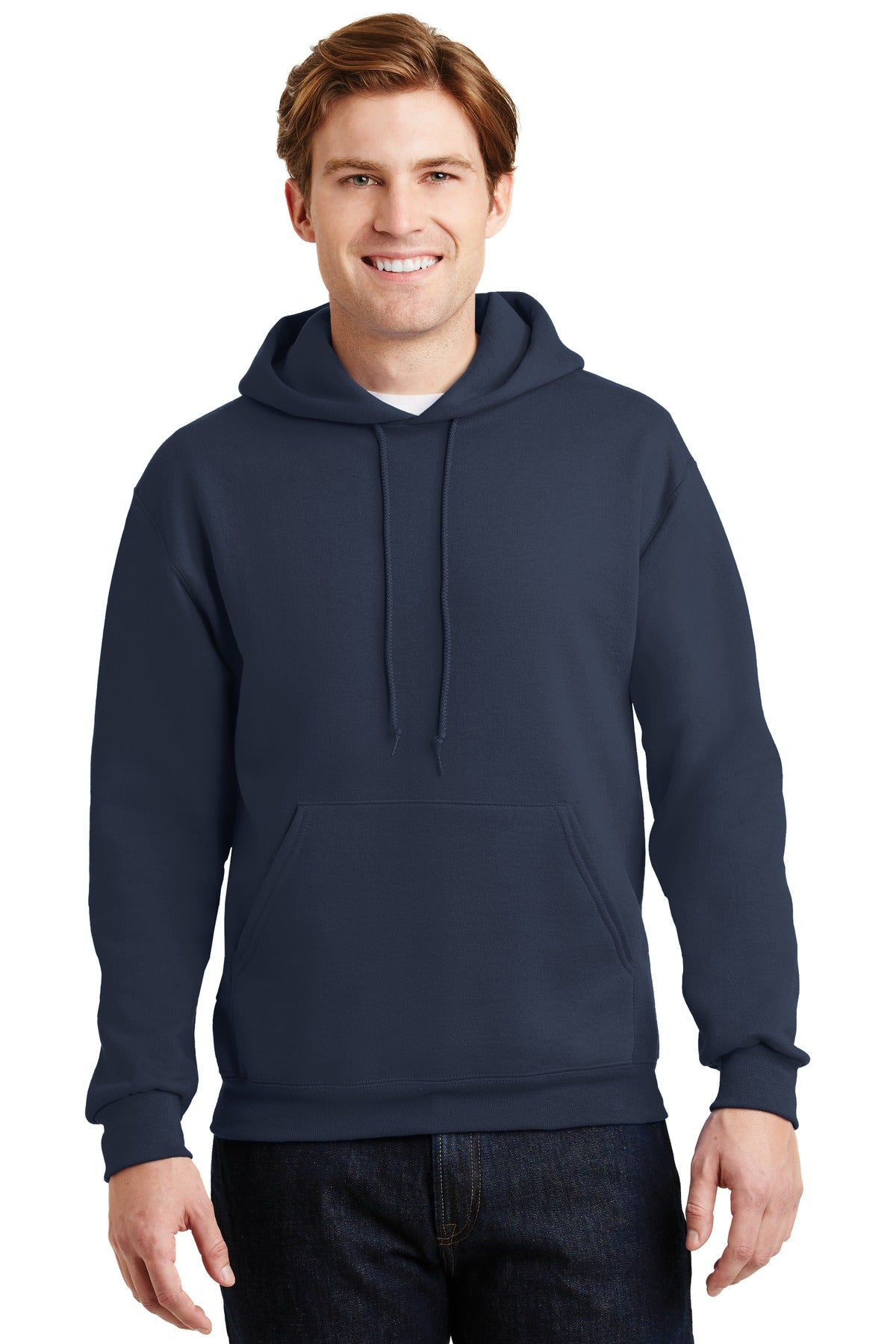Jerzees Super Sweats NuBlend Pullover Hooded Sweatshirt.  4997M Navy