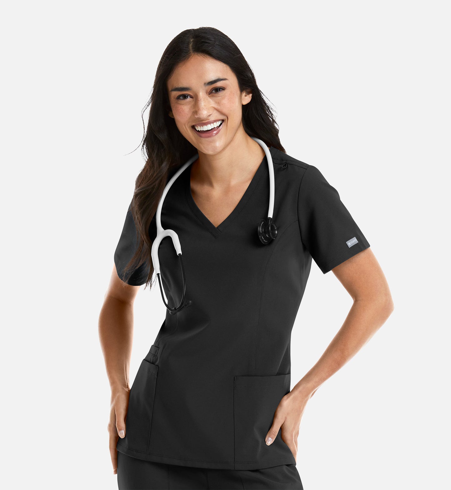 Momentum 5001 Women's Double V-Neck Top Black