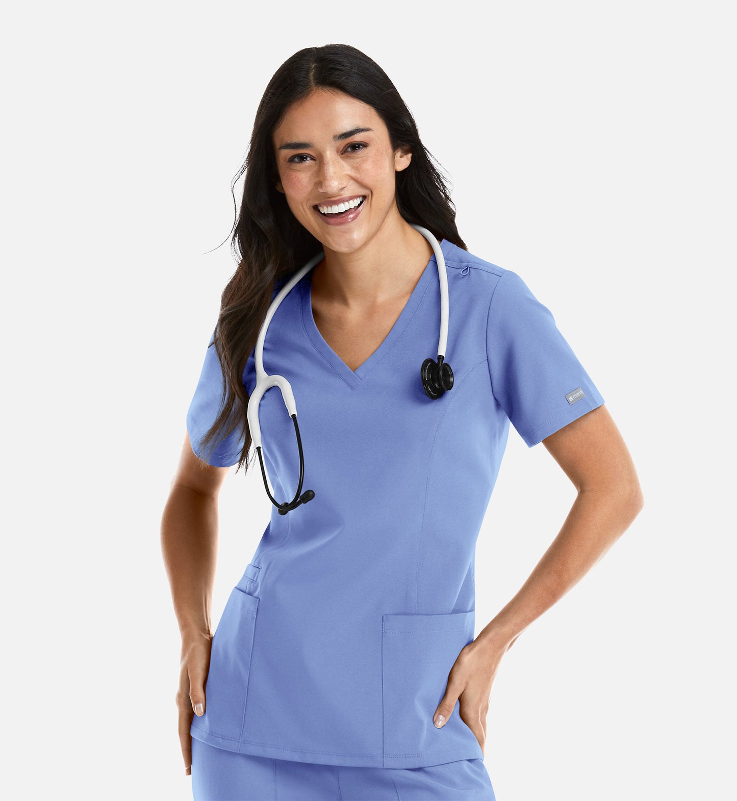 Momentum 5001 Women's Double V-Neck Top Ceil Blue