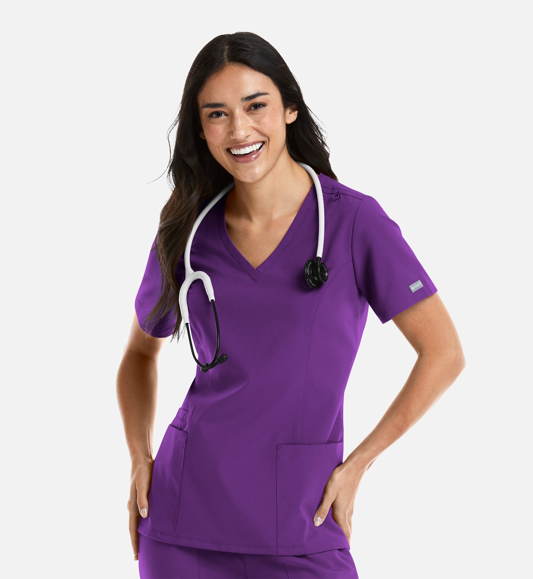 Momentum 5001 Women's Double V-Neck Top Eggplant