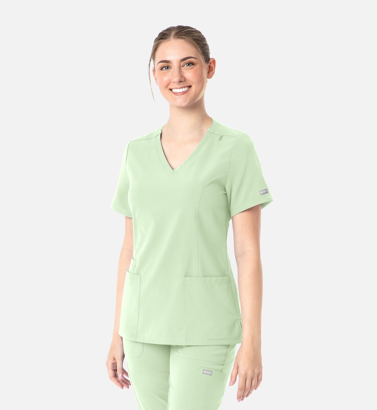 Momentum 5001 Womens Double V-Neck Top Honeydew