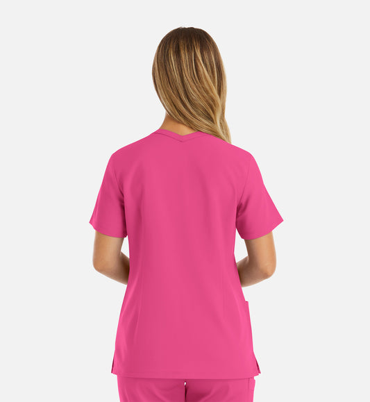 Momentum 5001 Womens Double V-Neck Top Hot Pink