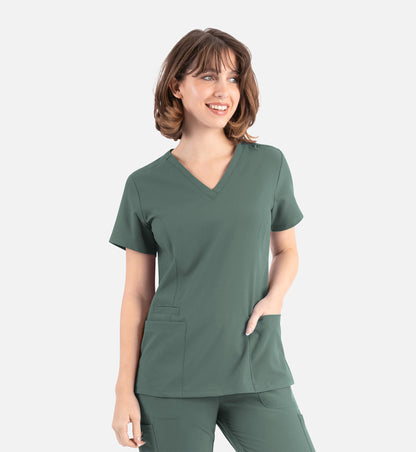 Momentum 5001 Women's Double V-Neck Top Moss