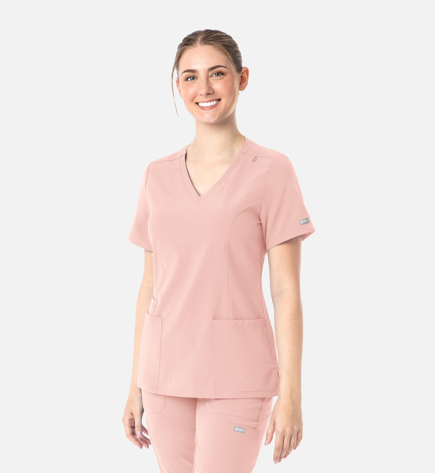 Momentum 5001 Womens Double V-Neck Top Pink Grapefruit