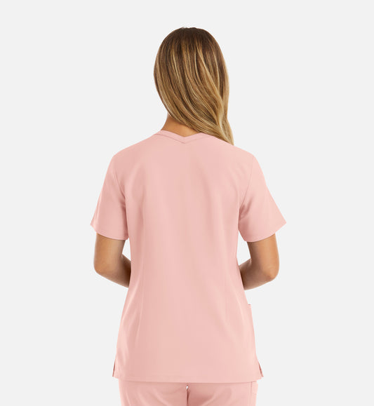 Momentum 5001 Womens Double V-Neck Top Pink Grapefruit