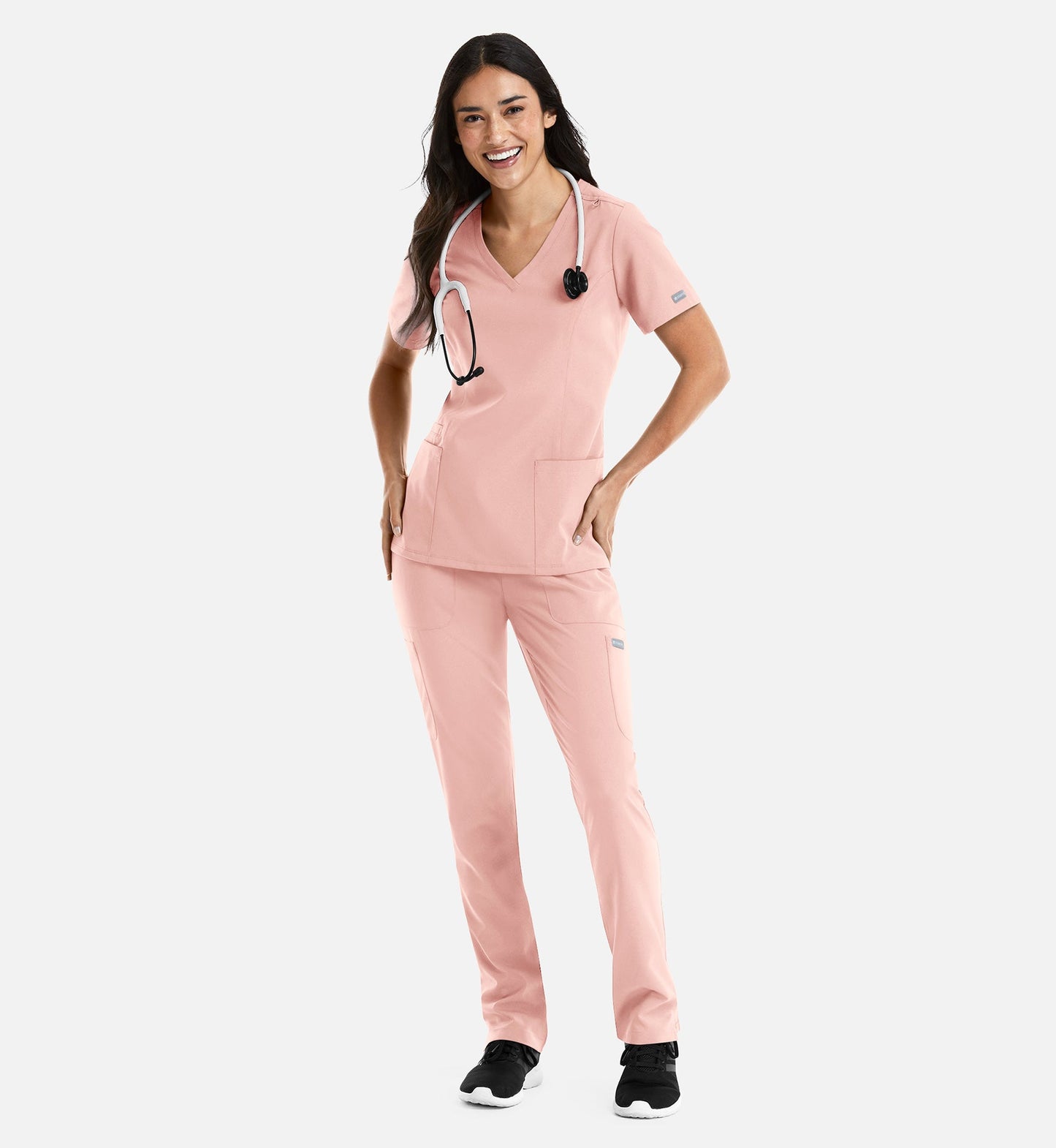 Momentum 5001 Womens Double V-Neck Top Pink Grapefruit
